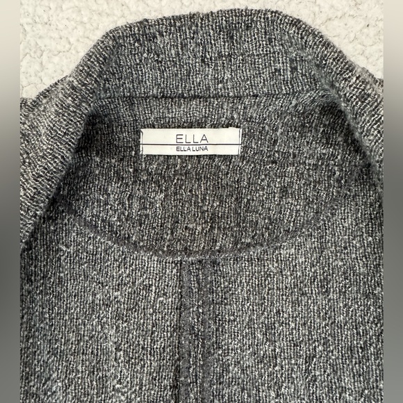 Ella Luna Chain Embellished Grey Wool Sweater Jacket Size L - Picture 5 of 11